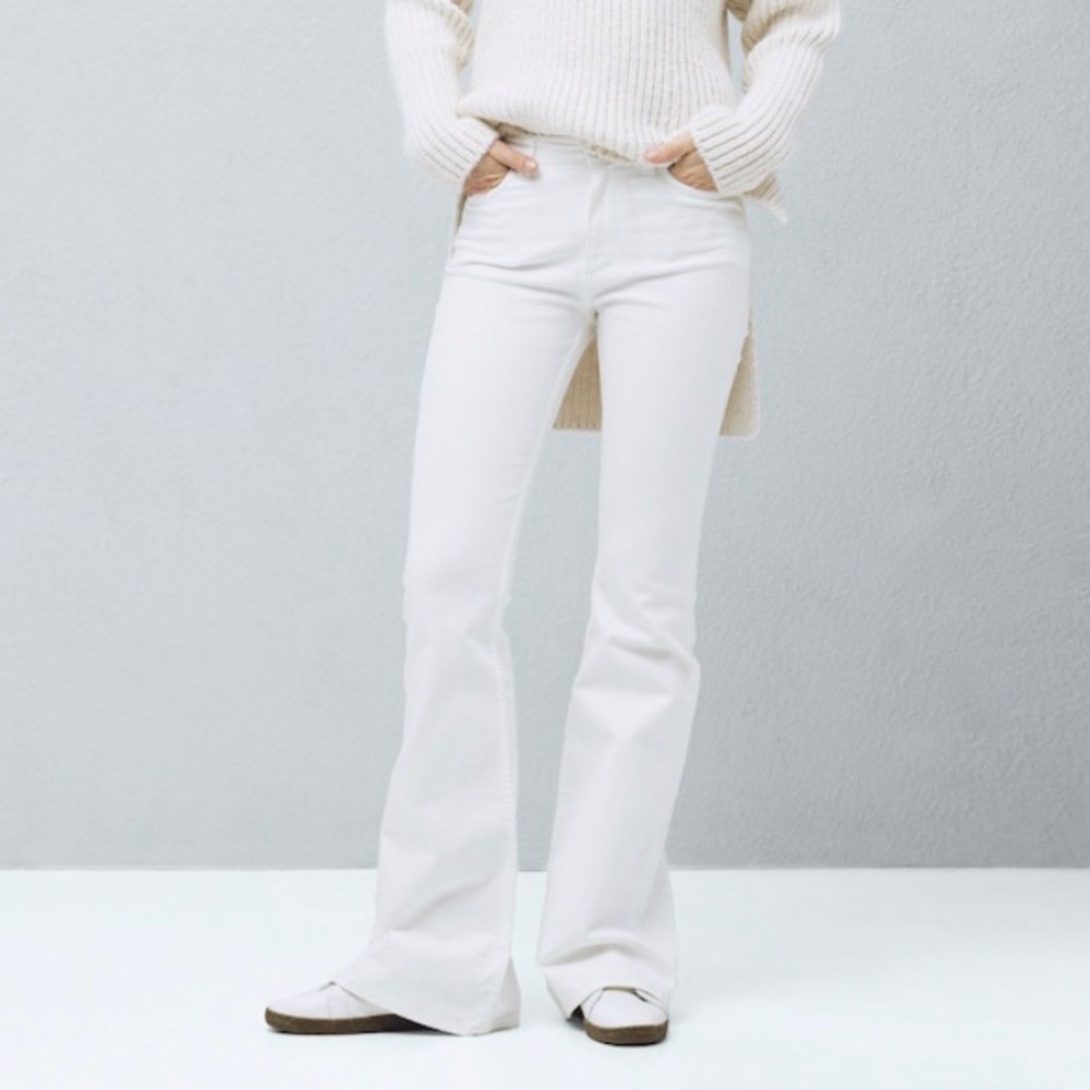 High waist white flare mango jeans